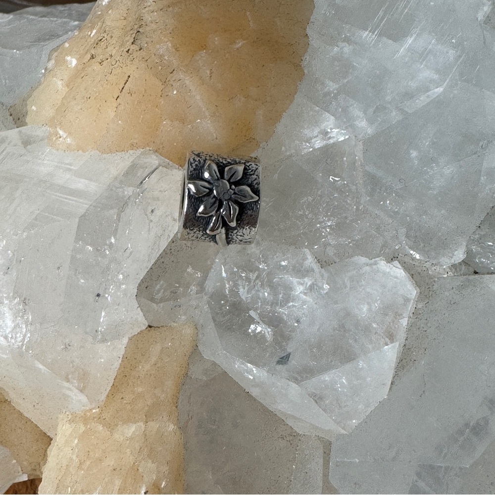 Pandora Authentic Retired Rare Poinsettia Flower Silver Charm Bead - Picture 4 of 6
